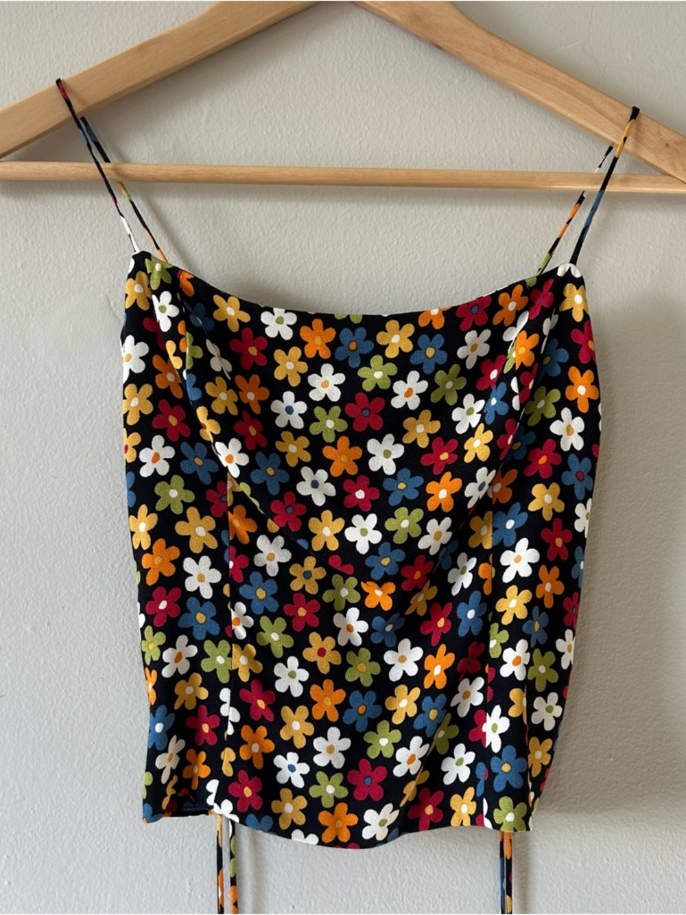 Reformation Black Floral tank top with adjustable straps